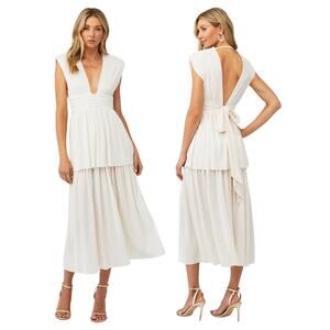 Sabina Musayev Ophelia Dress Pleated Shimmer Bridal Cocktail Party Regency S